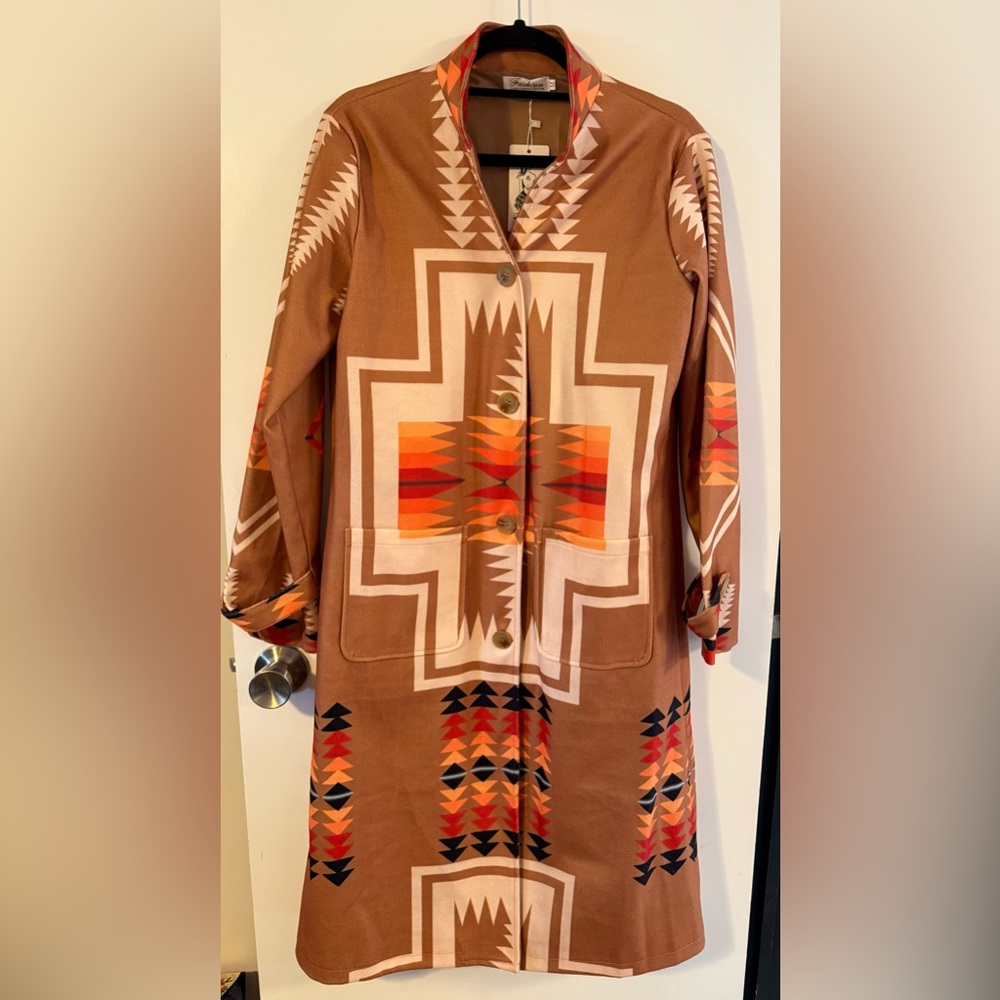 Brown Patterned Women's Coat